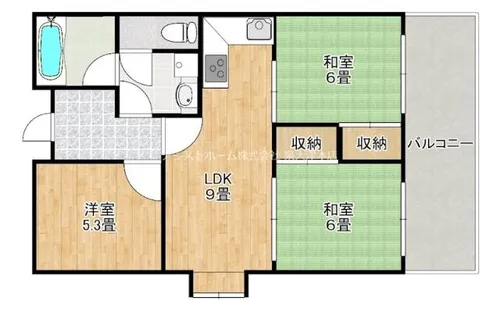 ヒュース泉大津【301号室】の間取り