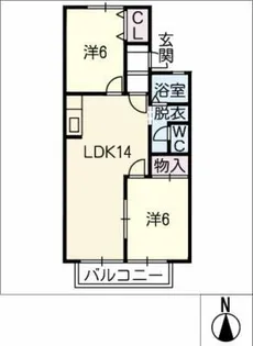 プレジールたちばな【1階】の間取り
