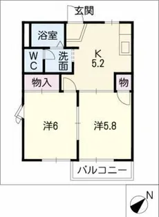 フレグランス田園B【1階】の間取り