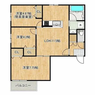 エス.フィールド奏【1階】の間取り