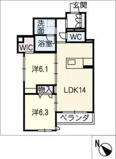 グリーンセント花田【2階】の間取り