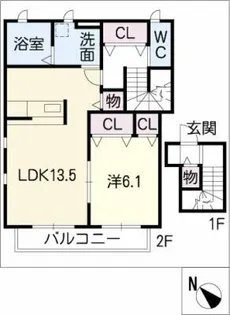 コットンハウス B棟【2階】の間取り