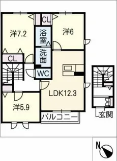 エステート浜尾【2階】の間取り