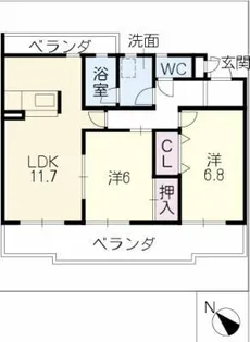 サンシャイン弘法【1階】の間取り