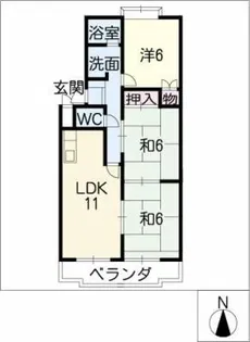 フローレス鹿山【3階】の間取り