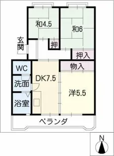 ハイツ高御堂D【3階】の間取り