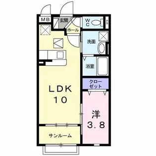 リッジライン東【1階】の間取り