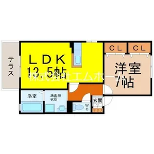 レインボー東B【1階】の間取り