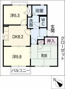 ファミール羽根B棟【1階】の間取り