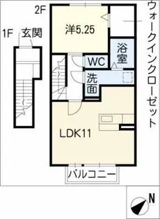 ローズコート亀が洞【2階】の間取り