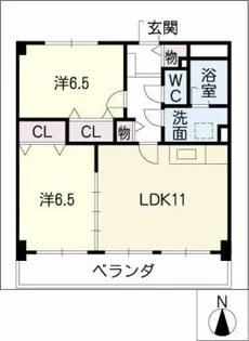 グリンデル入沢【4階】の間取り