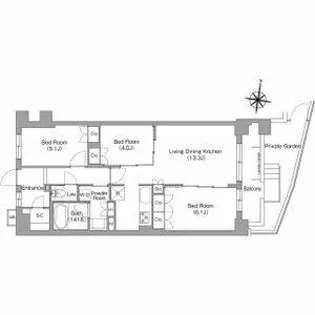 ミレーネ神戸住吉本町【105号室】の間取り
