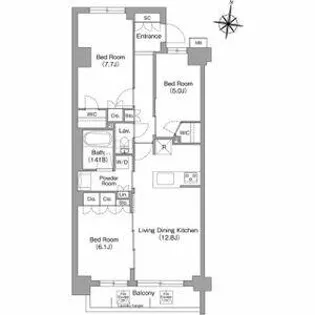 ミレーネ神戸住吉本町【101号室】の間取り