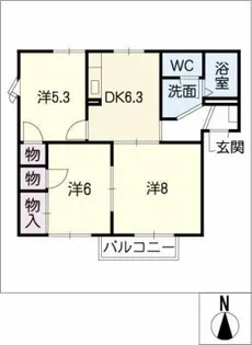 タウンヒルズA棟【2階】の間取り