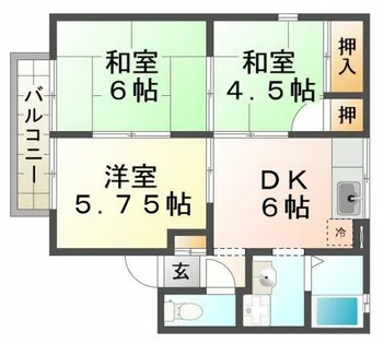 エステート塩屋山手【1階】の間取り