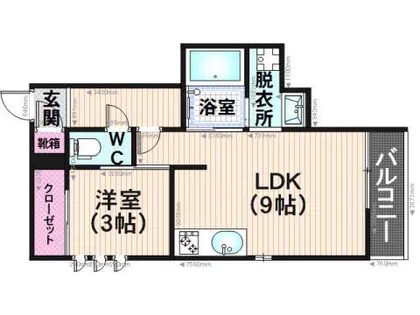 グランティックパークサイド大橋【1階】の間取り