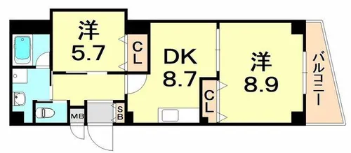 ドルチェ ヴィータ新神戸【2階】の間取り