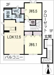 オランジュ太子 ウエスト【2階】の間取り
