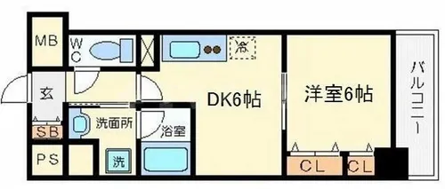 CITY SPIRE難波南【4階】の間取り
