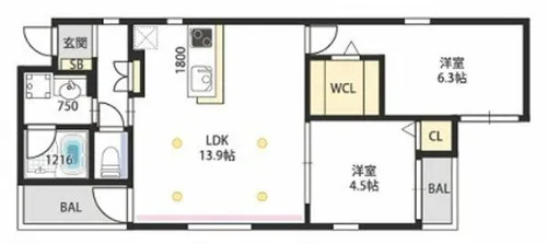 ステディ帝塚山【2階】の間取り