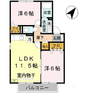 アルカディア B棟 栗東市高野【1階】の間取り