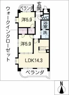 クレール新知【1階】の間取り