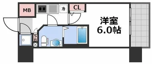 エスリード大阪NAGAHORI GATE【8階】の間取り