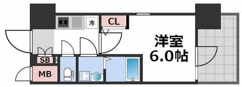 エスリード大阪NAGAHORI GATE【10階】の間取り