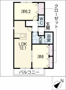 サンステージ中根A棟【2階】の間取り