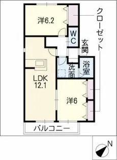 サンステージ中根A棟【2階】の間取り