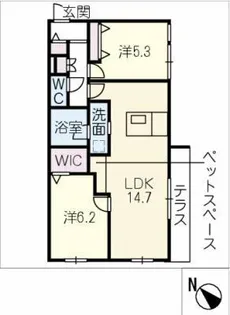 LUXRES 向山テラス【1階】の間取り
