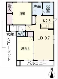 グランポット平地C棟【2階】の間取り