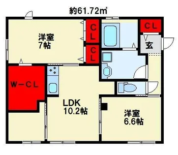 カーサ・ソレアード【101号室】の間取り