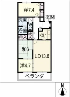 三渓ヒルズ C棟【3階】の間取り