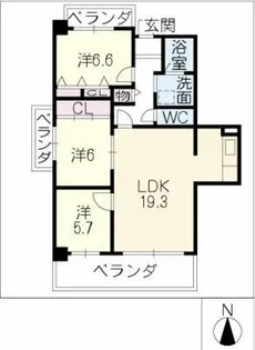 ウィンコート白川【6階】の間取り