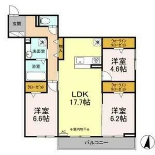 リヴェール的場【3階】の間取り