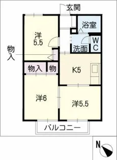 ディアス花水木 A・B棟【A101号室】の間取り
