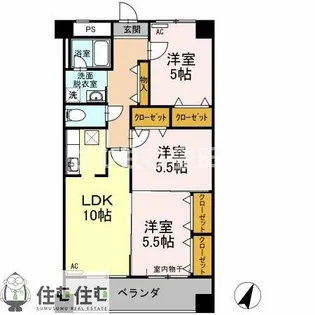 EastOneイーストワン【306号室】の間取り