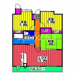 ライオンズガーデン大橋【3階】の間取り