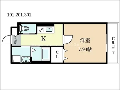 KTIレジデンス伊勢田【3階】の間取り