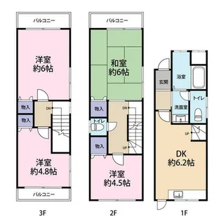 大阪府東大阪市岩田町3丁目【一戸建】の間取り