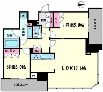 プレミストタワー大阪新町ローレルコート【28階】の間取り