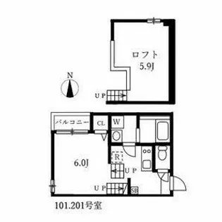 カーサルーチェ黄金【201号室】の間取り