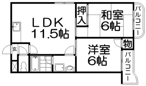 ロータリーマンション村野 A棟【2階】の間取り