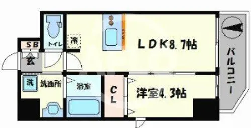 プレサンス難波クチュール【15階】の間取り