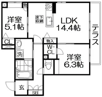 シャーメゾン シンフォニア【1階】の間取り
