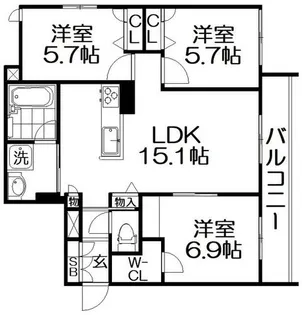 シャーメゾン シンフォニア【2階】の間取り