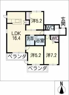 ウッディーコトー猫ヶ洞【2階】の間取り