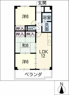エコーハイツ伏屋【4階】の間取り