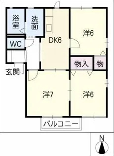 レインボーハイツA棟【1階】の間取り